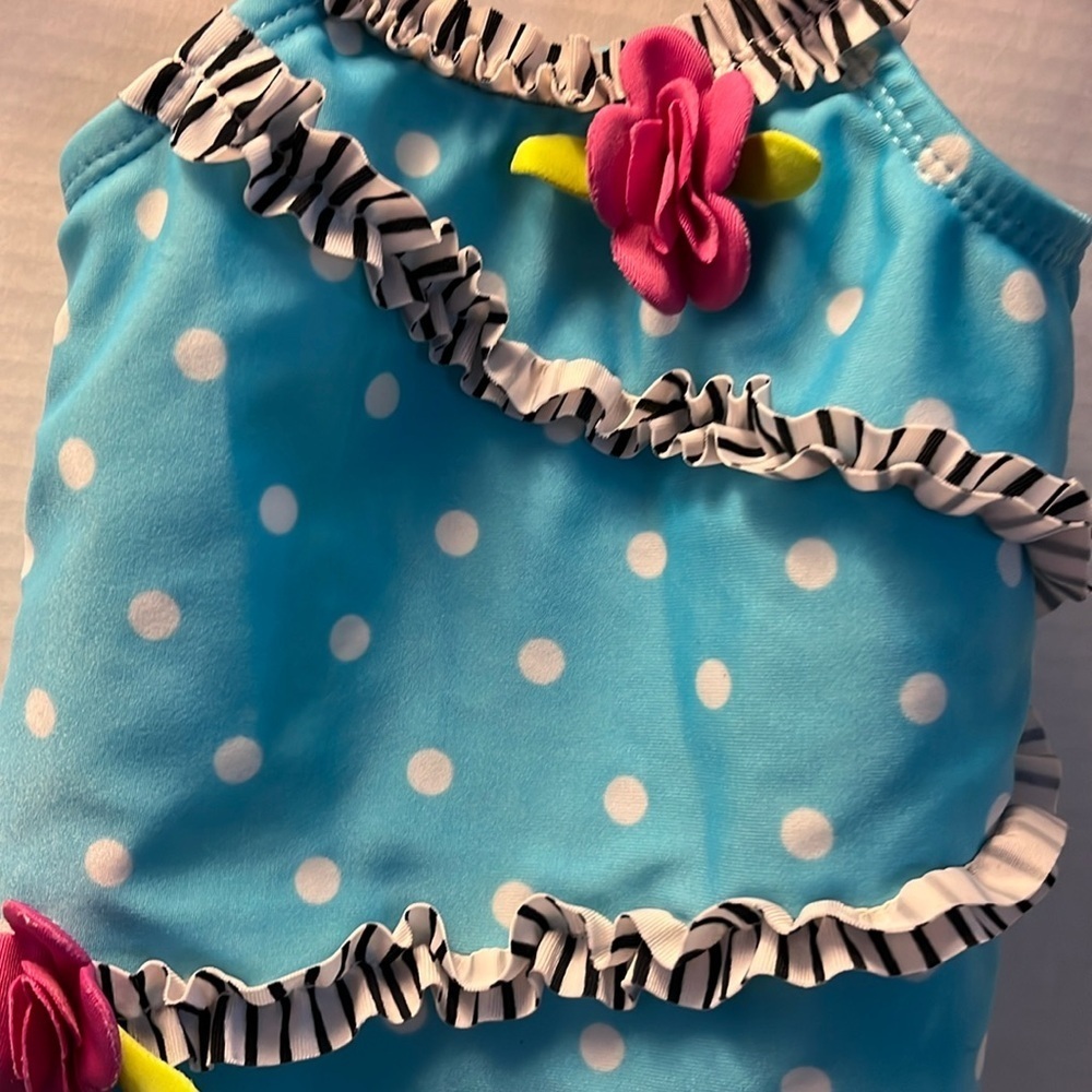 Okie dokie 12-18m blue polka dots bathing suit